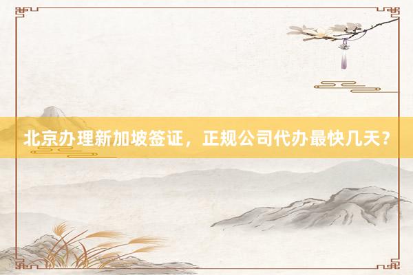 北京办理新加坡签证，正规公司代办最快几天？
