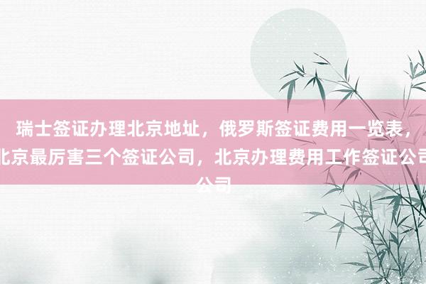 瑞士签证办理北京地址，俄罗斯签证费用一览表，北京最厉害三个签证公司，北京办理费用工作签证公司