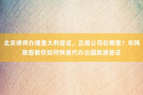 北京律师办理意大利签证，正规公司在哪里？华网旅签教你如何快速代办出国旅游签证