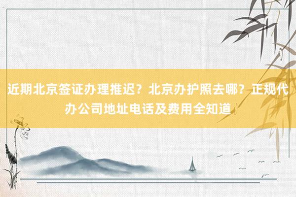 近期北京签证办理推迟？北京办护照去哪？正规代办公司地址电话及费用全知道